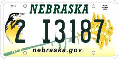 NE license plate 2I3187