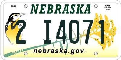 NE license plate 2I4071