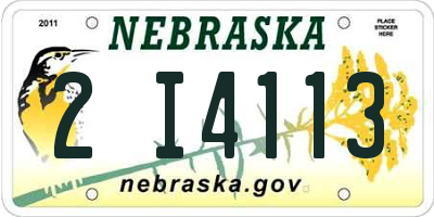 NE license plate 2I4113
