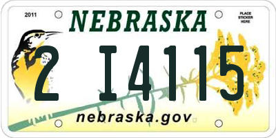 NE license plate 2I4115