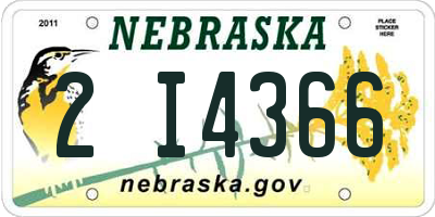 NE license plate 2I4366