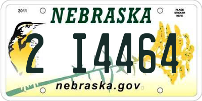 NE license plate 2I4464