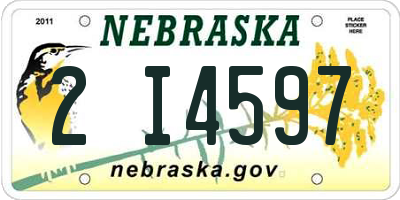 NE license plate 2I4597