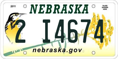 NE license plate 2I4674