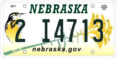 NE license plate 2I4713