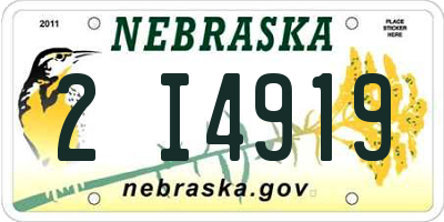 NE license plate 2I4919