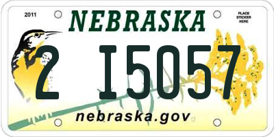 NE license plate 2I5057