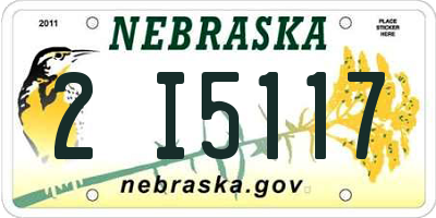 NE license plate 2I5117