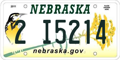 NE license plate 2I5214