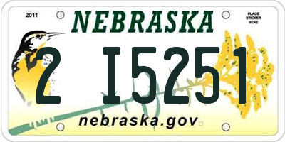 NE license plate 2I5251