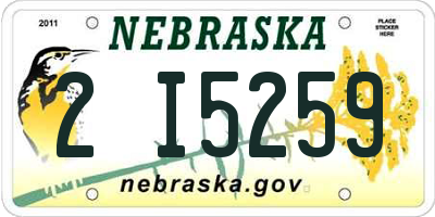 NE license plate 2I5259