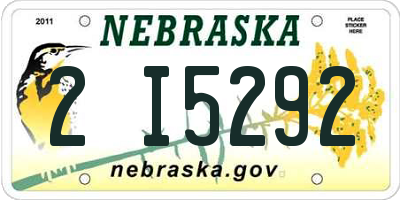 NE license plate 2I5292