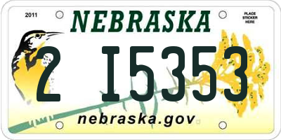 NE license plate 2I5353