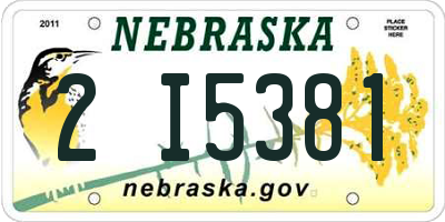 NE license plate 2I5381