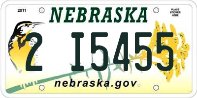 NE license plate 2I5455