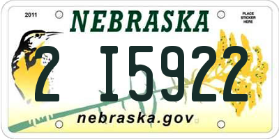 NE license plate 2I5922