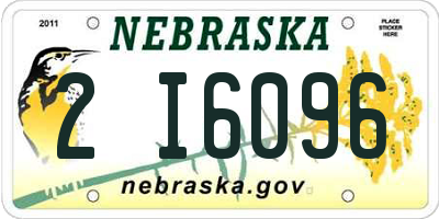 NE license plate 2I6096