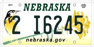 NE license plate 2I6245