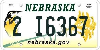 NE license plate 2I6367