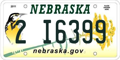 NE license plate 2I6399