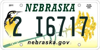 NE license plate 2I6717