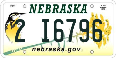 NE license plate 2I6796