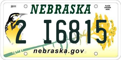 NE license plate 2I6815
