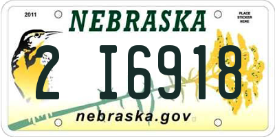 NE license plate 2I6918