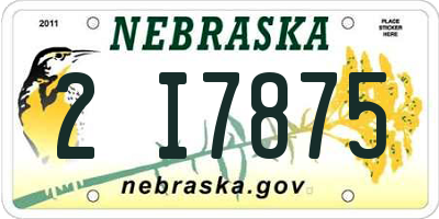 NE license plate 2I7875