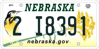 NE license plate 2I8391