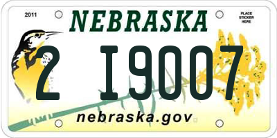 NE license plate 2I9007