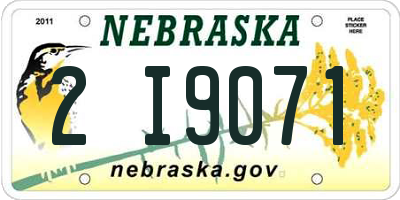 NE license plate 2I9071