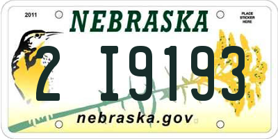 NE license plate 2I9193