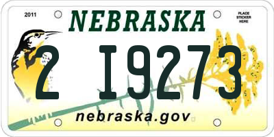 NE license plate 2I9273