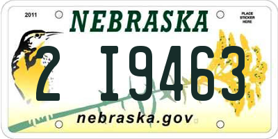 NE license plate 2I9463