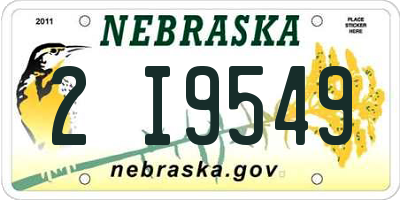 NE license plate 2I9549