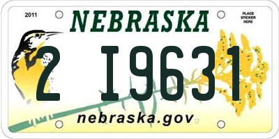 NE license plate 2I9631