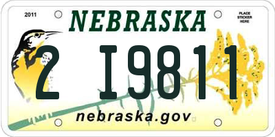 NE license plate 2I9811