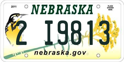 NE license plate 2I9813
