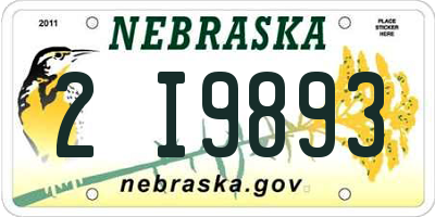 NE license plate 2I9893