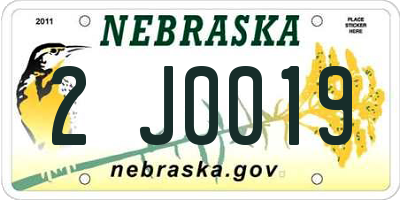 NE license plate 2J0019