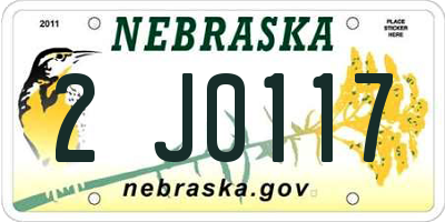 NE license plate 2J0117