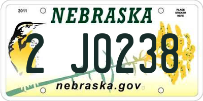 NE license plate 2J0238