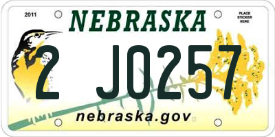 NE license plate 2J0257