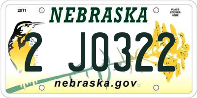 NE license plate 2J0322