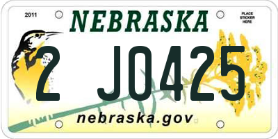 NE license plate 2J0425