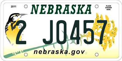 NE license plate 2J0457