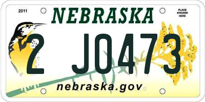 NE license plate 2J0473