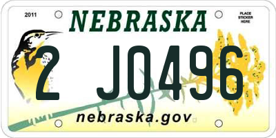 NE license plate 2J0496