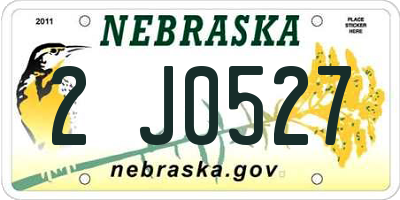 NE license plate 2J0527